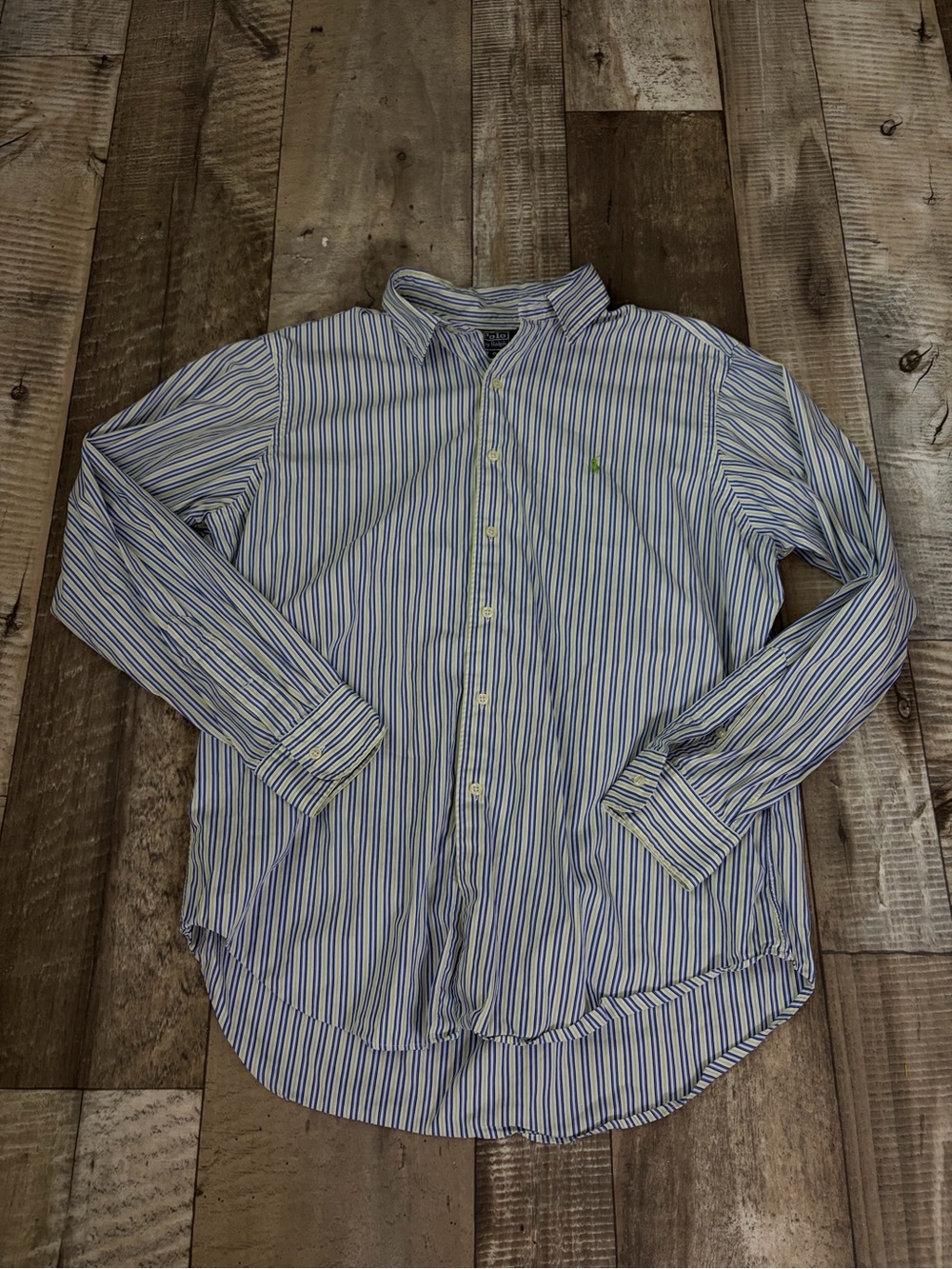 Ralph Lauren Blue and White Striped Button-Down Shirt